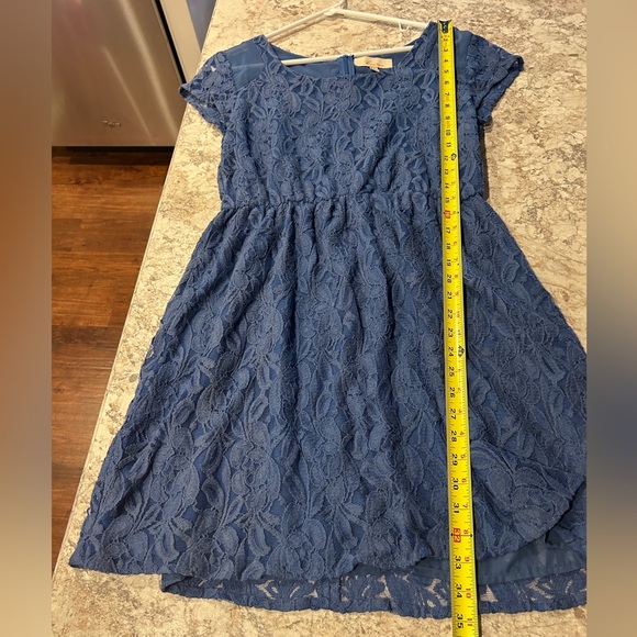 Monteau blue lace dress elastic waist large - Picture 10 of 12